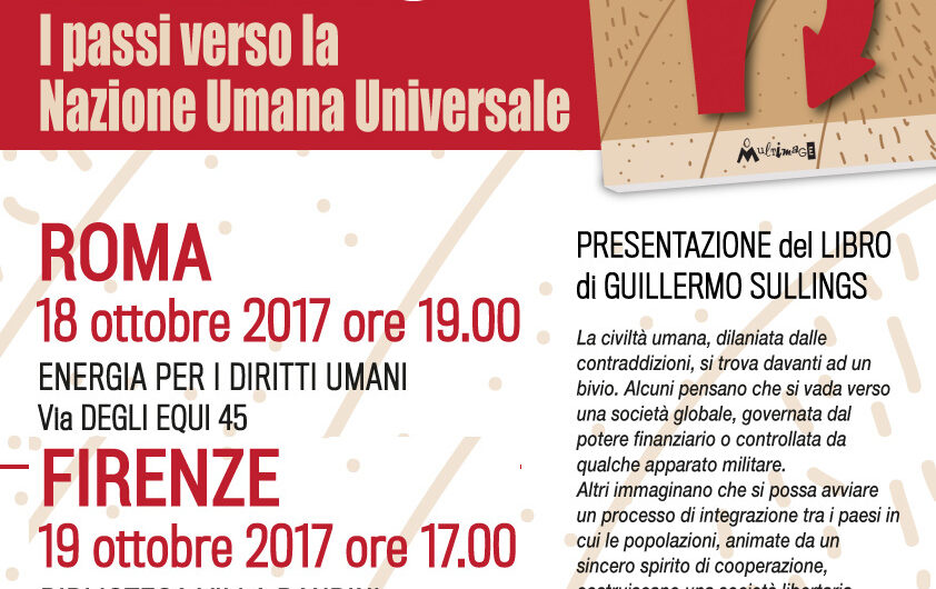 18-19-20.10 presentazione del libro L’UMANITÀ AL BIVIO – I passi verso la Nazione Umana Universale