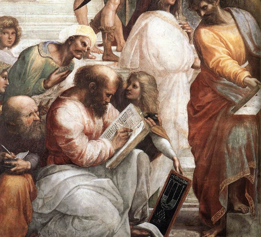 Pitagora, dettaglio della Scuola d'Atene (1511) di Raffaello Sanzio.